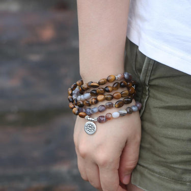 108 Unshaped Tiger Eye X Persian Gulf Onyx Beads Lotus Mala-Your Soul Place